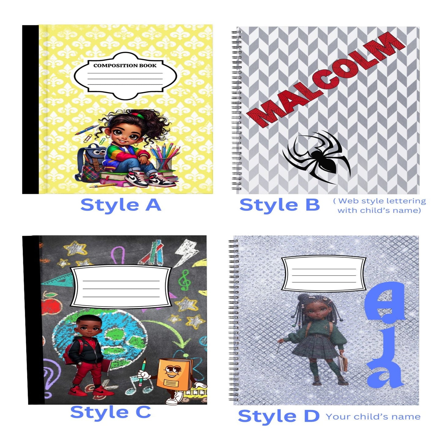 There is nothing more cool than going back to school with customized notebooks. Choose from the images shown or provide your own photo.
