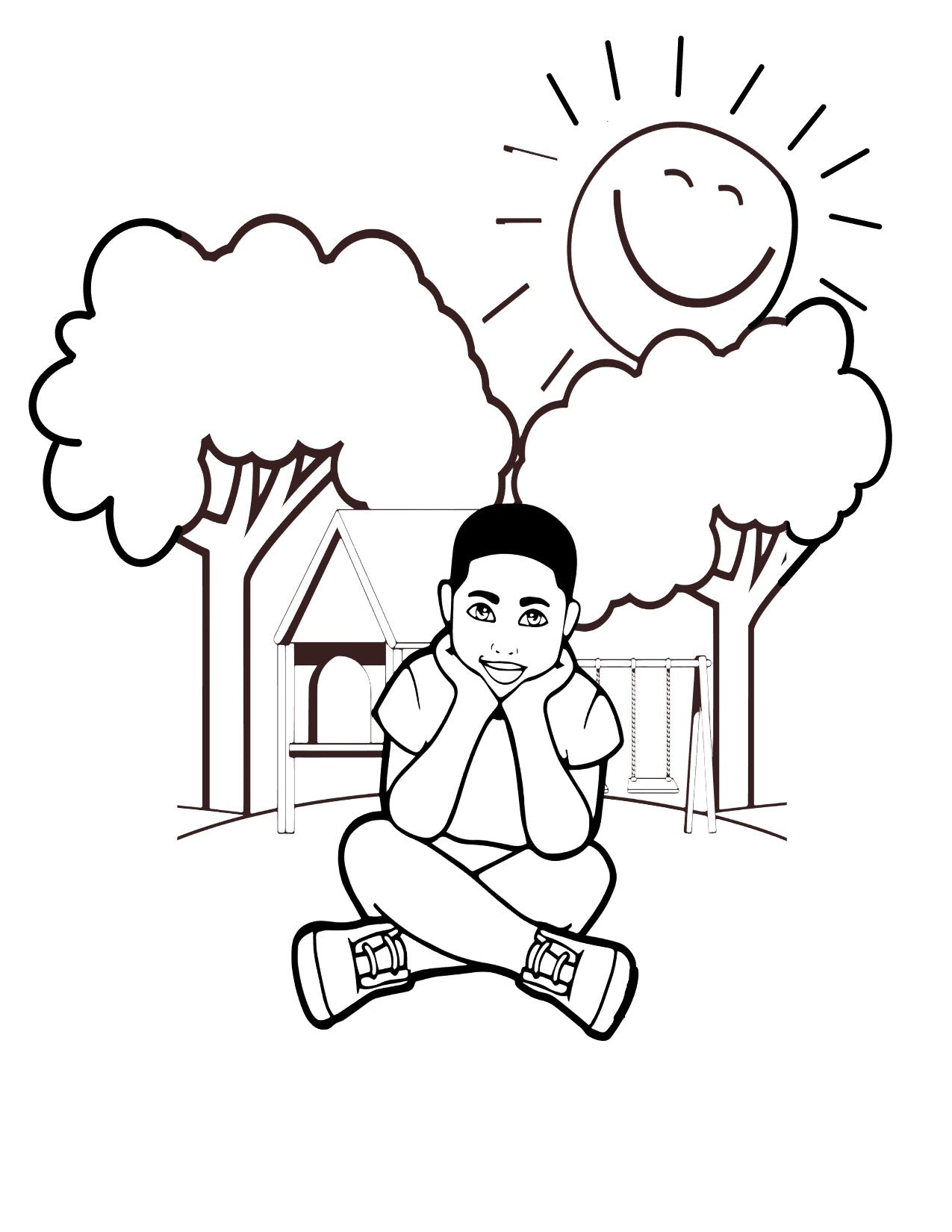 Little boy in park image for color in t shirt