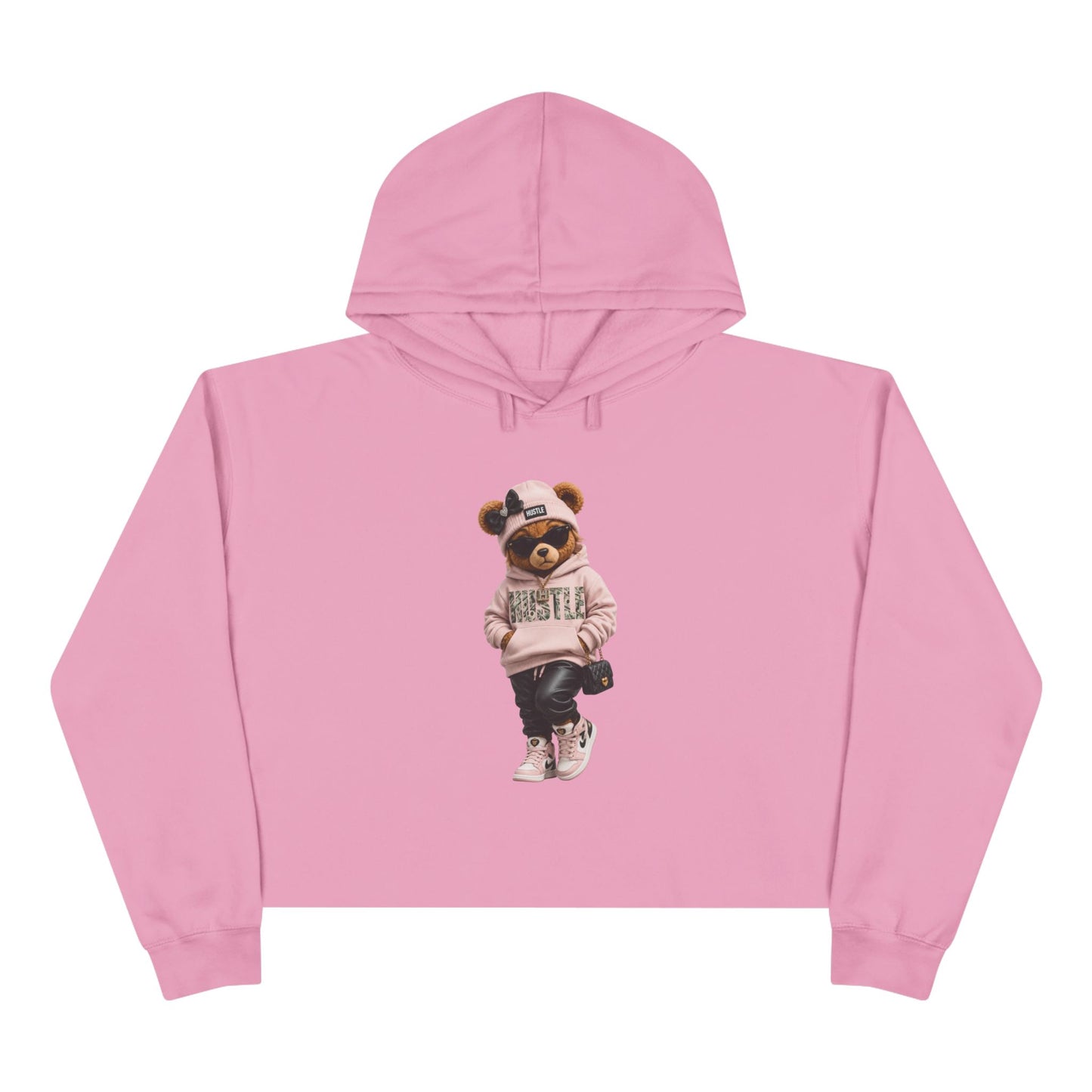 Cute Teddy Bear Crop Hoodie — Streetwear Teddy Graphic Crop Pullover