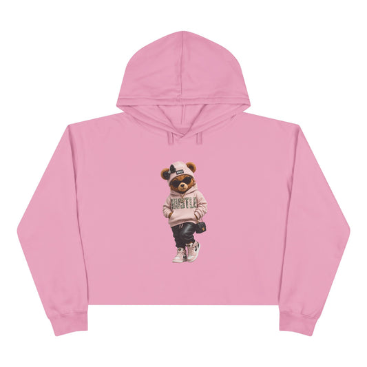 Cute Teddy Bear Crop Hoodie — Streetwear Teddy Graphic Crop Pullover