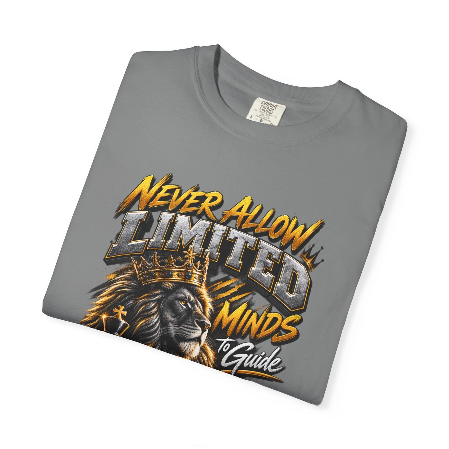 Motivational Lion T-Shirt — "Never Allow Limited Minds to Define Your Limitless Potential"